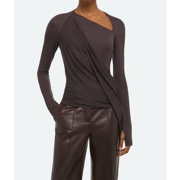 NEW HELMUT LANG twisted long sleeve shirt in dark roast